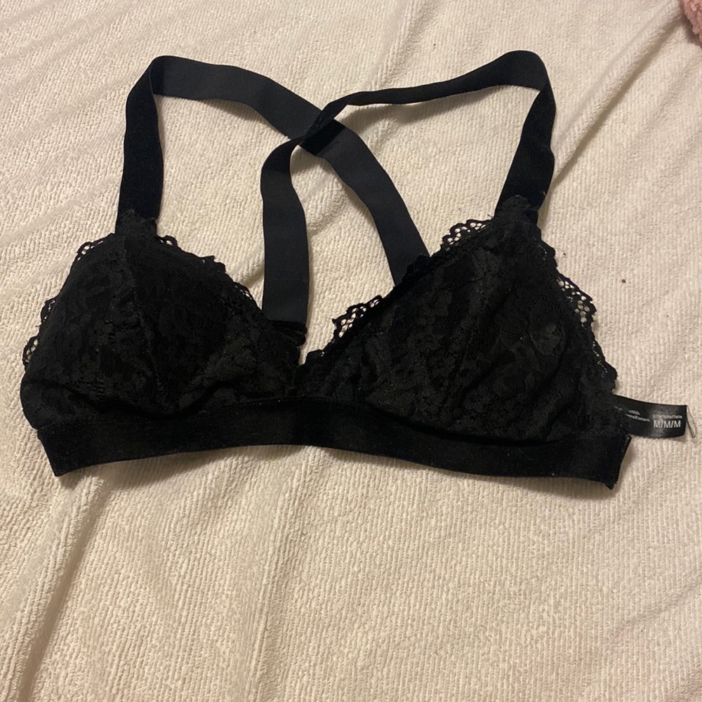 Women’s black lace and velvet bralette size medium - Picture 1 of 5